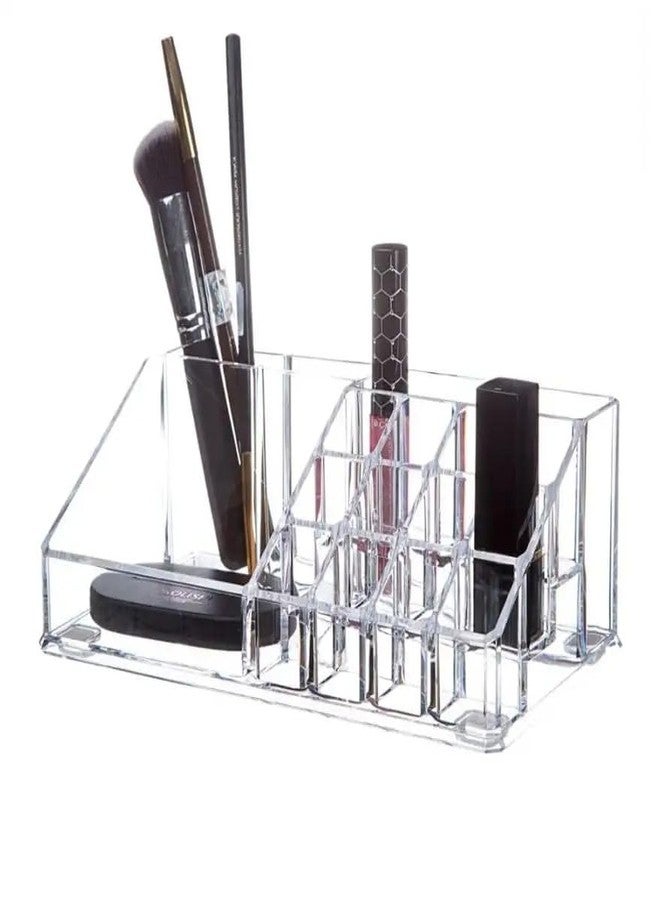 STORE77® Clear Makeup Brush Organizer, Cosmetics Display Case with 16 Compartments, Desktop Storage Box Countertop Holder for Beauty Supply, Lipstick, Jewelry, Stationery in Vanity, Bathroom, Office - Image 1