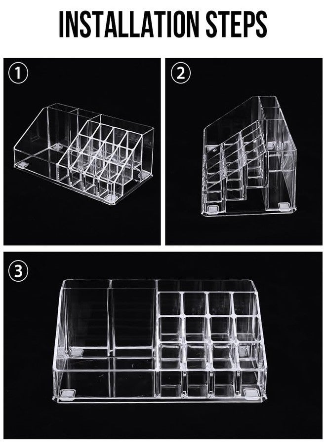 STORE77® Clear Makeup Brush Organizer, Cosmetics Display Case with 16 Compartments, Desktop Storage Box Countertop Holder for Beauty Supply, Lipstick, Jewelry, Stationery in Vanity, Bathroom, Office - Image 5