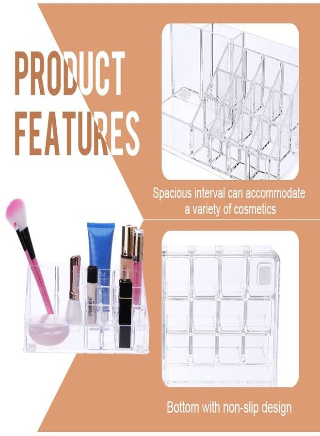 STORE77® Clear Makeup Brush Organizer, Cosmetics Display Case with 16 Compartments, Desktop Storage Box Countertop Holder for Beauty Supply, Lipstick, Jewelry, Stationery in Vanity, Bathroom, Office - Image 4