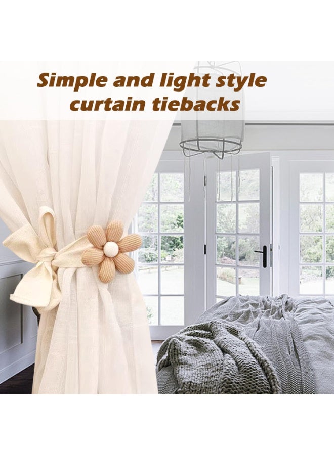 موثوقية التنبؤ 2 قطعة من ربطات الستائر، ربطات ستائر بوهو زهرية، حاملات ستائر بسيطة وأنيقة على شكل زهرة عباد الشمس، ديكور غرفة نوم بوهو (كريمي) - Image 4