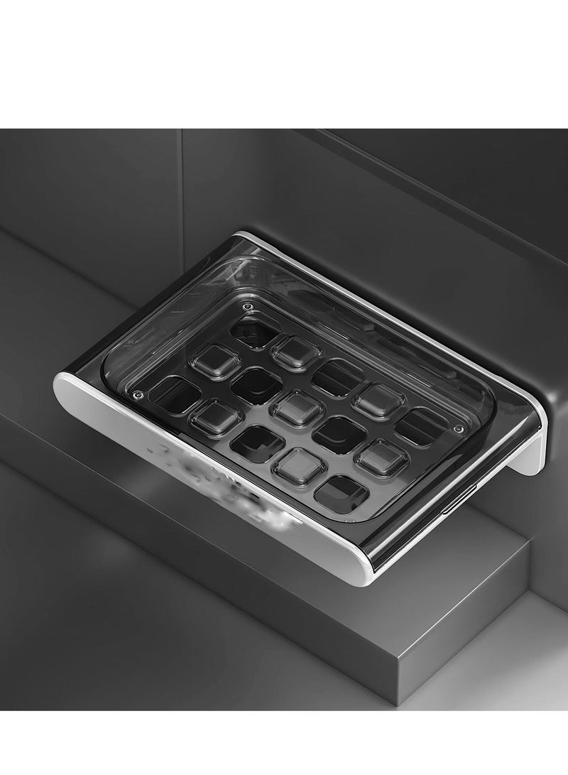 Soap Dish with Draining Tray -Soap Holder for Shower Wall, Hanging Shower, Wall-Mounted Bathroom, and Kitchen - Convenient Hygienic White - Image 1