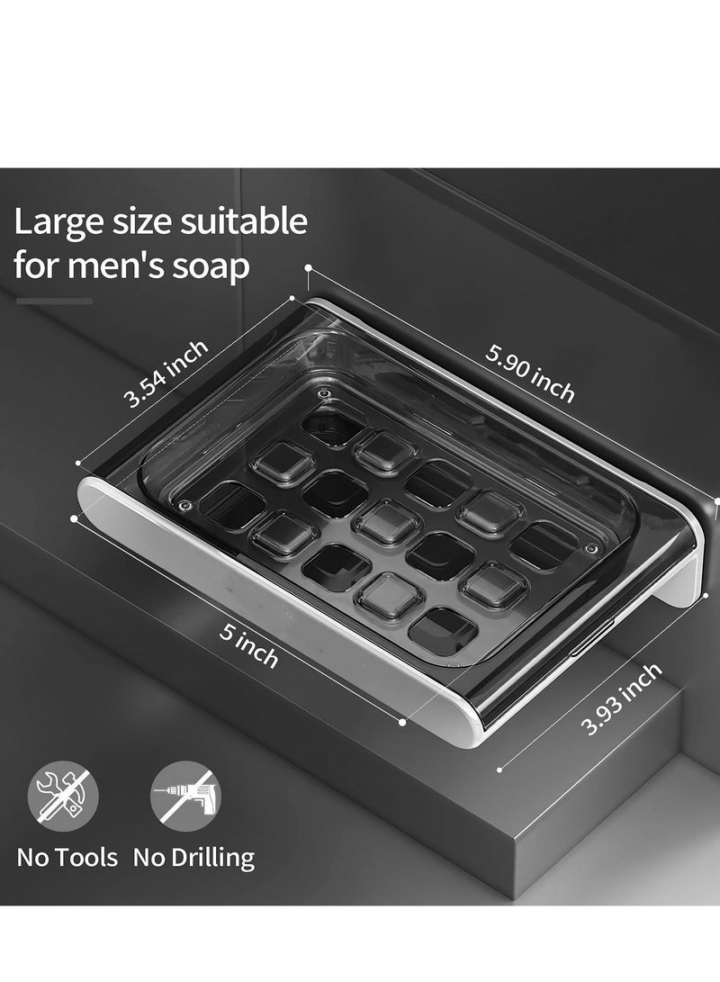 Soap Dish with Draining Tray -Soap Holder for Shower Wall, Hanging Shower, Wall-Mounted Bathroom, and Kitchen - Convenient Hygienic White - Image 5