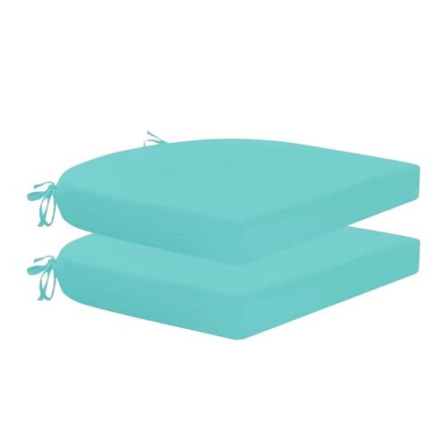 HARBOREST Outdoor Chair Cushions Set of 2 Water Resistant Patio Chair Cushions with Ties Outdoor Seat Cushions for Patio Furniture 17x16x2 Teal - Image 1