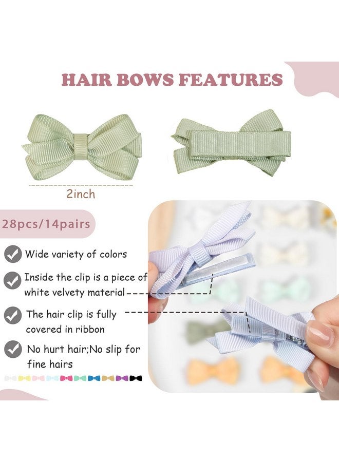 CellElection 28 Pack Baby Girls Fine Hair Clips Handmade Hair Bows for Baby Fine Hair Mini Grosgrain Ribbon Hair Bows Snap Hair Clips Barrettes Hair Accessories for Baby Girls Newborn Infant Toddlers - Image 2