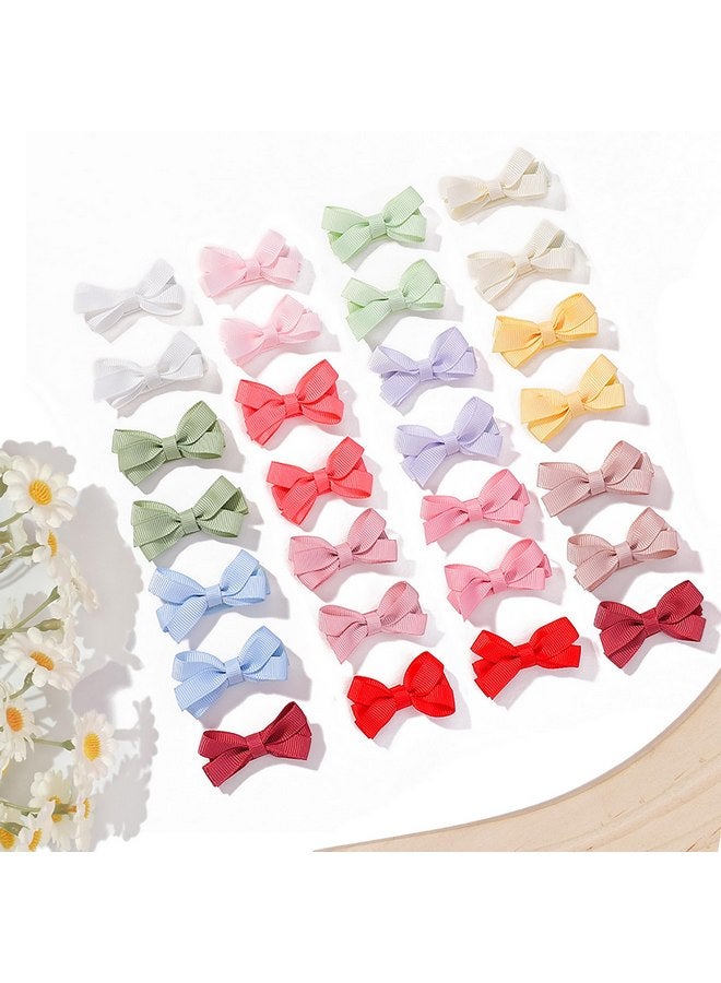 CellElection 28 Pack Baby Girls Fine Hair Clips Handmade Hair Bows for Baby Fine Hair Mini Grosgrain Ribbon Hair Bows Snap Hair Clips Barrettes Hair Accessories for Baby Girls Newborn Infant Toddlers - Image 3