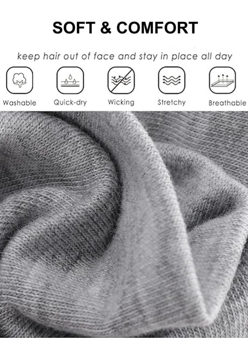 Layali 6 Pcs Headbands, Non Slip Soft Cotton Sport Elastic Hairbands for Men and Women, Thin Summer Headband, Soft Cotton Hair Bands for Yoga, Workout, Running, Cycling (Black, Gray, White) - Image 3