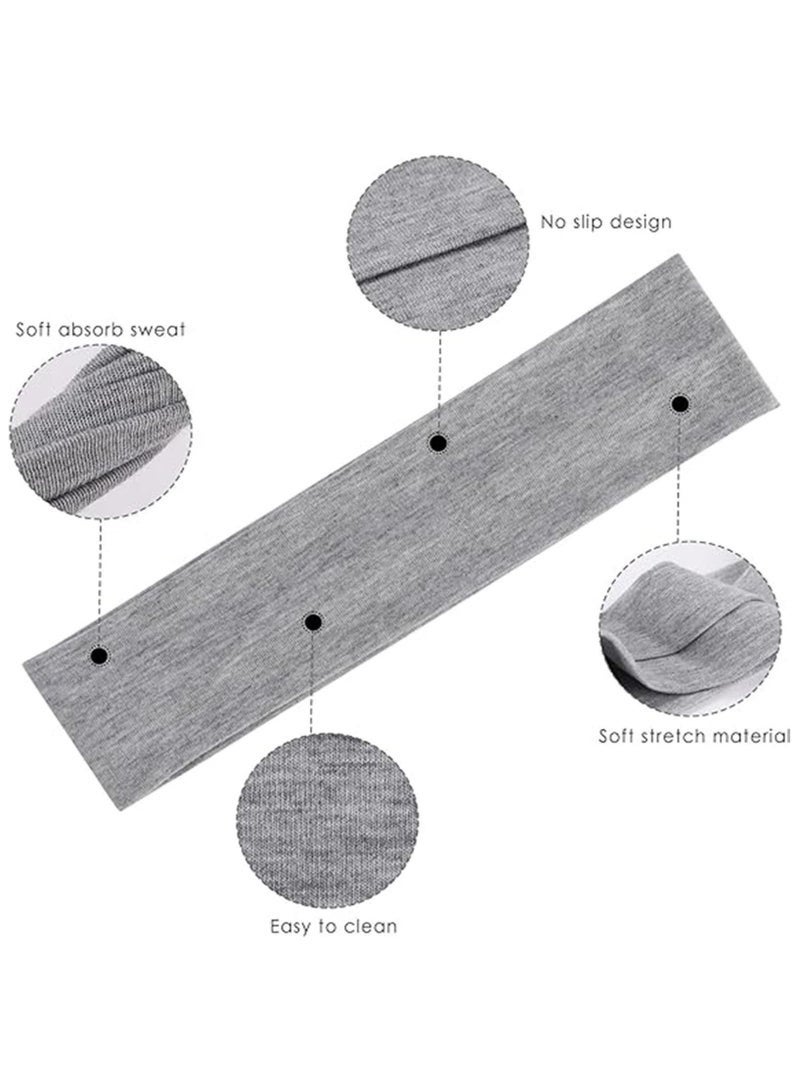 Layali 6 Pcs Headbands, Non Slip Soft Cotton Sport Elastic Hairbands for Men and Women, Thin Summer Headband, Soft Cotton Hair Bands for Yoga, Workout, Running, Cycling (Black, Gray, White) - Image 4