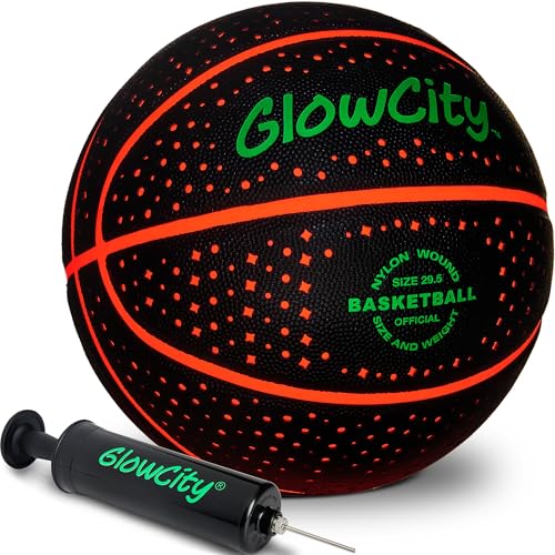 GlowCity Glow in The Dark Basketball Size 7 Light Up Ball for Teen Boys Gifts Adults Red Glow for Outdoor Games Sports Birthday Gift Ideas for Boys Ages 12 13 14 15 Basketball Gear Accessories - Image 1