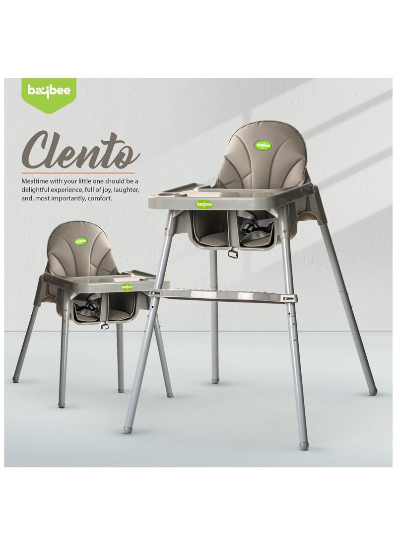 BAYBEE - 2 in 1 Clento Baby High Chair for Kids, Baby Feeding Chair With 2 Height Adjustable, Footrest, Tray, Stand, 3 Point Safety Belt, Kids High Chair For Baby 6 Months To 3 Years - Grey - Image 1