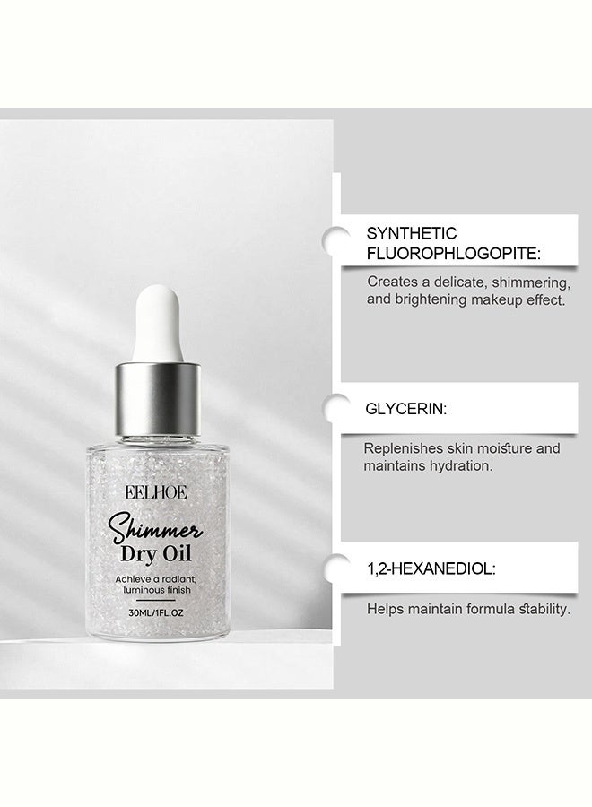 EELHOE Silver body shimmering oil - Fine and natural color-shifting glitter that adheres to the skin for everyday makeup. Shimmering oil 30ml - Image 4