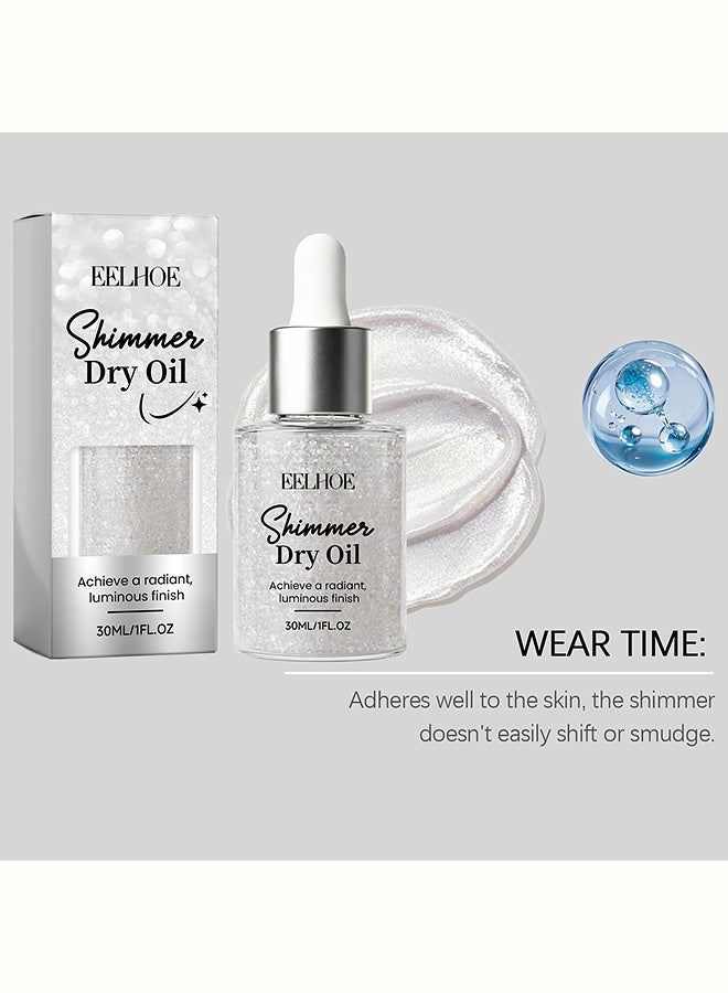 EELHOE Silver body shimmering oil - Fine and natural color-shifting glitter that adheres to the skin for everyday makeup. Shimmering oil 30ml - Image 5