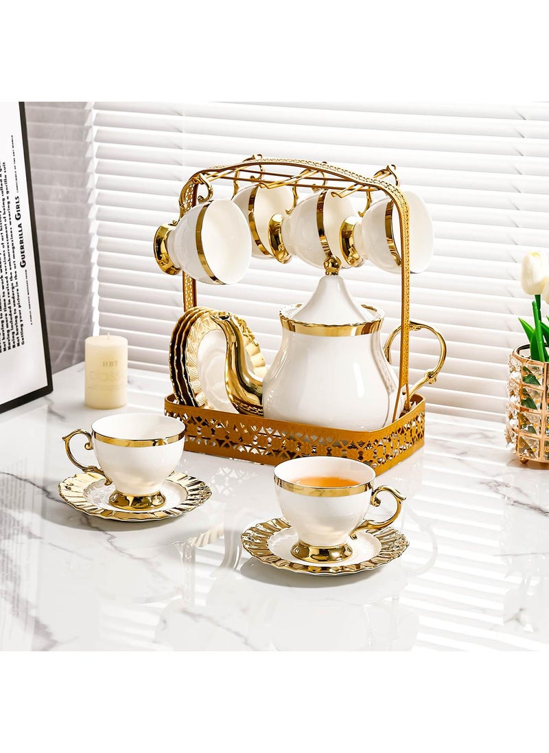 Y&D 14-Piece Ceramic Coffee Cup, Saucer And Kettle Holder Set  - Image 1