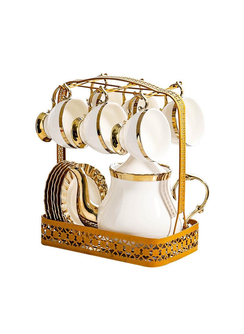 Y&D 14-Piece Ceramic Coffee Cup, Saucer And Kettle Holder Set  - Image 2