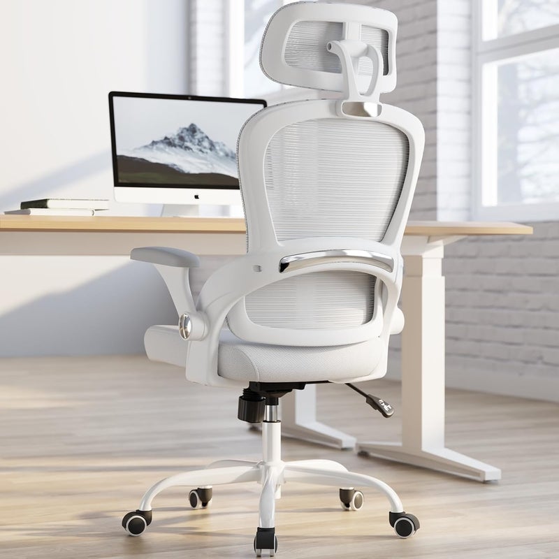 TRALT Office Chair - Ergonomic Office Chair with Back Support, Computer Chair - Home Office Desk Chairs, 330lbs Wide Seat Big and Tall Office Chairs with Headrest, Comfy Desk Chairs (White) - Image 1