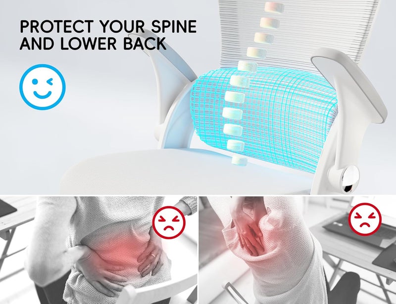 TRALT Office Chair - Ergonomic Office Chair with Back Support, Computer Chair - Home Office Desk Chairs, 330lbs Wide Seat Big and Tall Office Chairs with Headrest, Comfy Desk Chairs (White) - Image 4