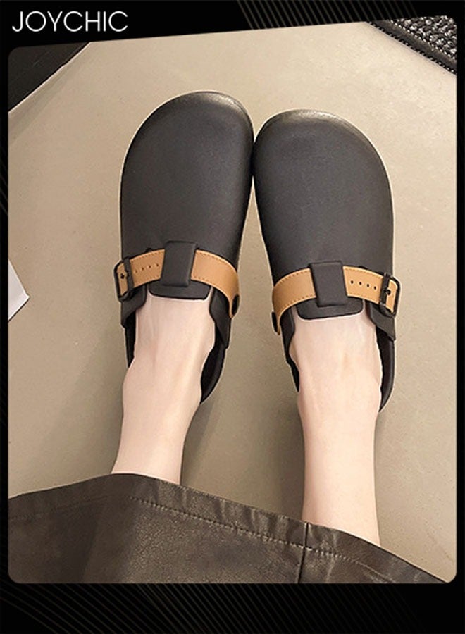 Joychic أحذية عمل نسائية مريحة وقابلة للتنفس ببطانة ناعمة غير قابلة للانزلاق، أحذية مسطحة قابلة للتعديل بحزامين مزدوجين - Image 2