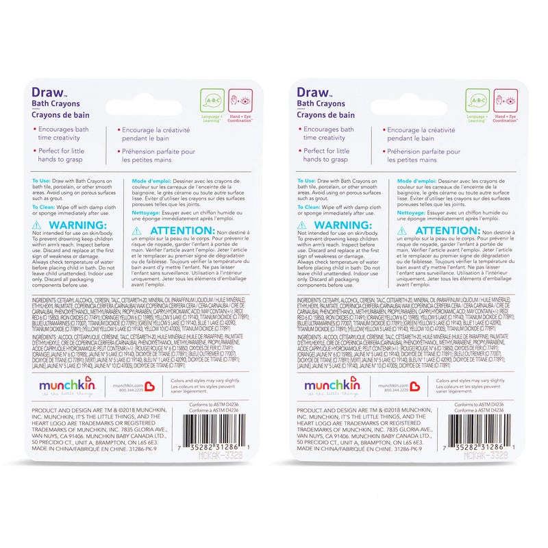 Munchkin Draw Bath Crayons Toddler Bath Toys, Non-Toxic and Washable, Fun Gift for Kids 36 Months and Up, 10 Count - Image 5