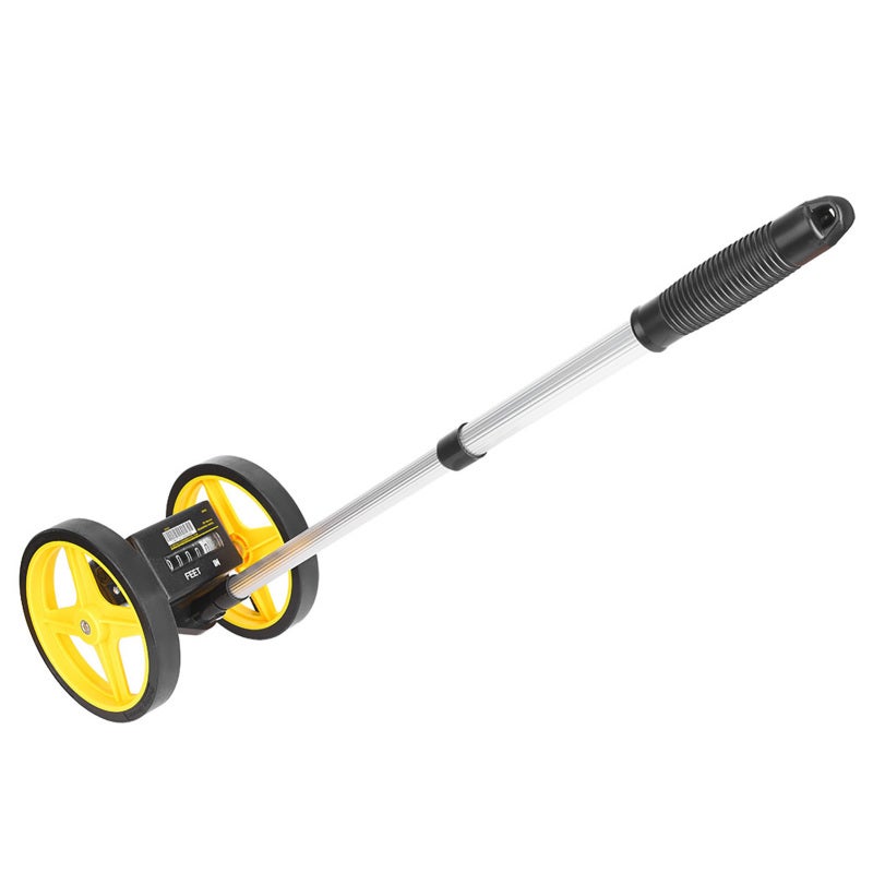 Measuring Wheel: 37in Yellow+Black+White - Versatile Two-Wheel Design For Curved Horizontal Vertical Surfaces, Gear-Based System For Precise Durable Measurements, Telescopic Ergonomic Handle With Buil - Image 5
