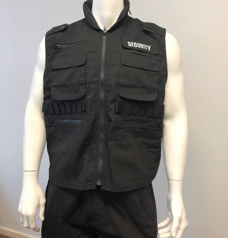 Backbone Mens Womens Unisex SECURITY Vest Uniform with SECURITY Embroidery - Black - Image 2