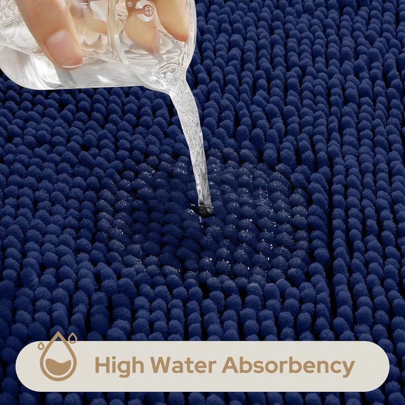 HOMEIDEAS 3 Pieces Chenille Bath Rug Set Ultra Soft Non Slip Plush Bathroom Mat Absorbent Washable Dryable for Tub - Image 5