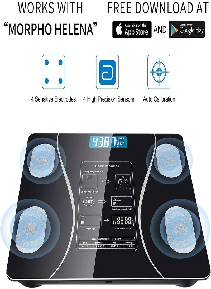 Smart Body Fat Scale Bluetooth Body Fat Monitors Digital Scale for Bathroom Scale Measure Weight Body Fat BMI Body Composition Analyzer Smartphone Application Bluetooth synchronous Scale - Image 2
