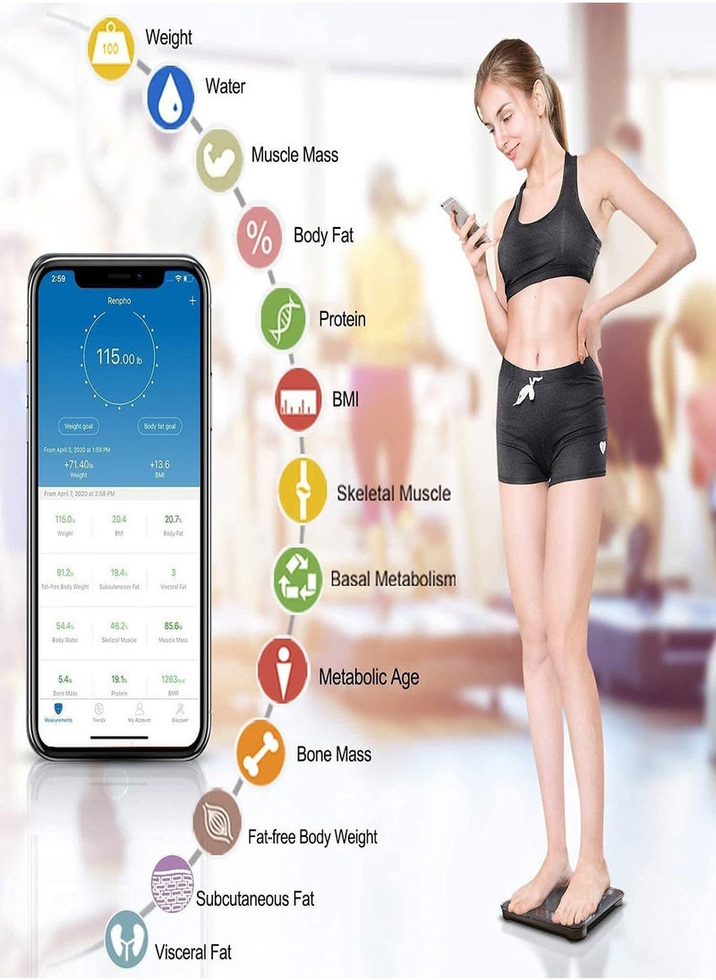 Smart Body Fat Scale Bluetooth Body Fat Monitors Digital Scale for Bathroom Scale Measure Weight Body Fat BMI Body Composition Analyzer Smartphone Application Bluetooth synchronous Scale - Image 5