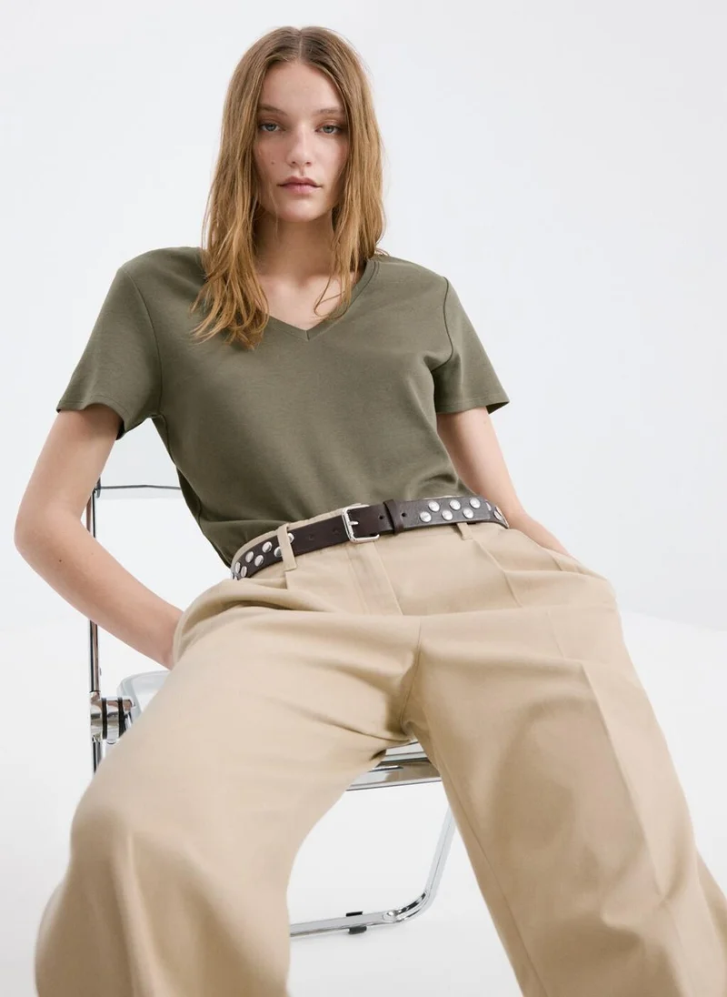 MANGO  V-neck cotton T-shirt for Women | Best Price UAE