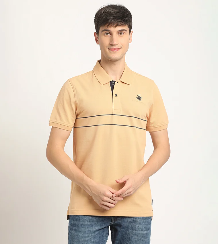 BEVERLY HILLS POLO CLUB Logo Embroidered Contrast Trim Polo T-Shirt