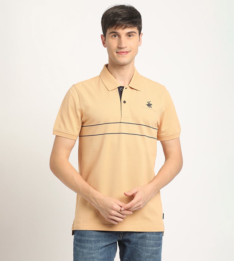 BEVERLY HILLS POLO CLUB Logo Embroidered Contrast Trim Polo T-Shirt