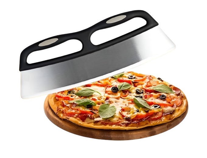 STAINLESS STEEL PIZZA CUTTER NON SLIP ERGONOMIC HANDLE PIZZA SLICER ROCKER WITH PROTECTIVE COVER KITCHEN PIZZA SLICER FOR CUTTING PIZZA VEGETABLES BREAD CHEESE MEAT 1PCS
