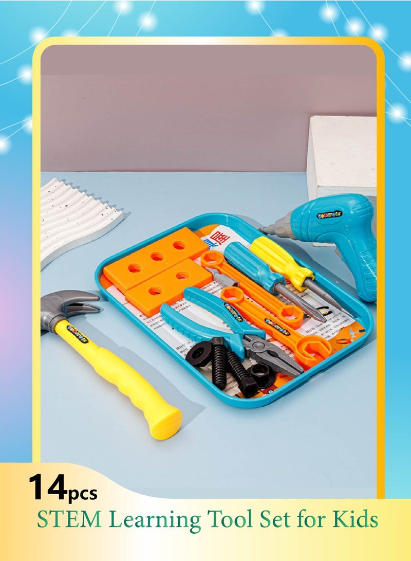 14-Piece Kids Pretend Engineering STEM Kit - Plastic Toy Drill with Screws, Bolts & Wrench | Develops Hand-Eye Coordination & Creativity | Safe Smooth Edges for Ages 2+ - Image 5