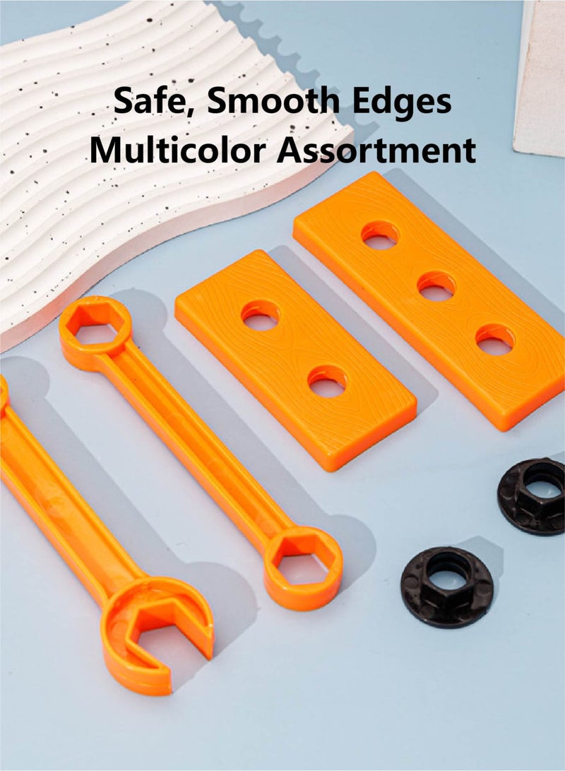 14-Piece Kids Pretend Engineering STEM Kit - Plastic Toy Drill with Screws, Bolts & Wrench | Develops Hand-Eye Coordination & Creativity | Safe Smooth Edges for Ages 2+ - Image 2