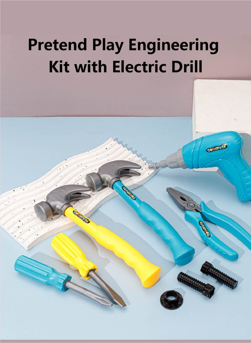 14-Piece Kids Pretend Engineering STEM Kit - Plastic Toy Drill with Screws, Bolts & Wrench | Develops Hand-Eye Coordination & Creativity | Safe Smooth Edges for Ages 2+ - Image 4