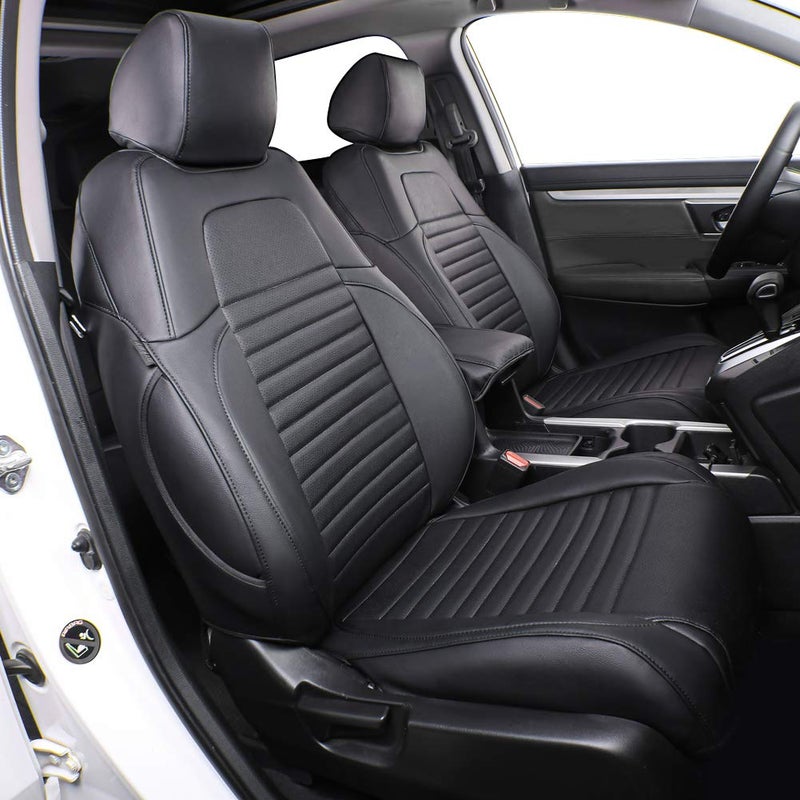 EKR CRV Seat Covers Custom Fit for Honda CRV 2017 2018 2019 2020 2021 2022Leather Car Seat Cover Full Set for Trucks SUVWaterproof Car Seat CushionFaux Leather Black