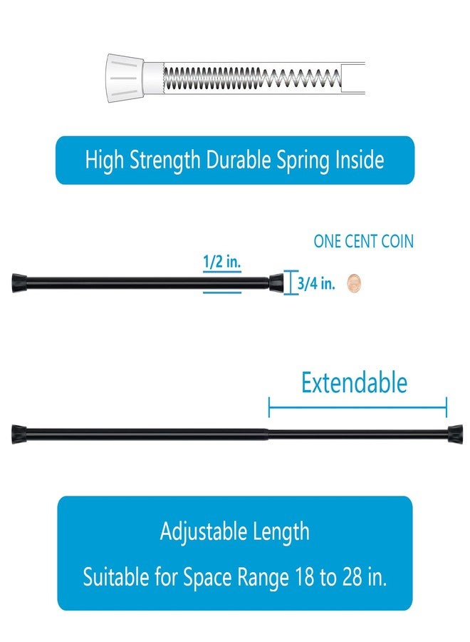TYRON TYRON 1Pack Black Tension Rod 18 to 28 Inch, Adjustable Small Tension Curtain Rod, Spring Loaded Curtain Rods for Window No Drill - Image 2