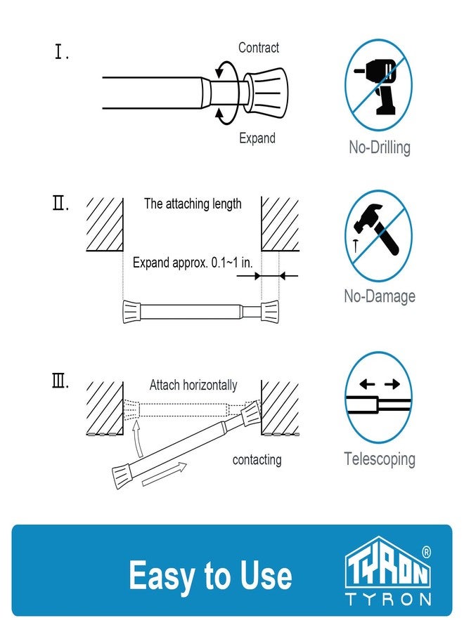 TYRON TYRON 1Pack Black Tension Rod 18 to 28 Inch, Adjustable Small Tension Curtain Rod, Spring Loaded Curtain Rods for Window No Drill - Image 4