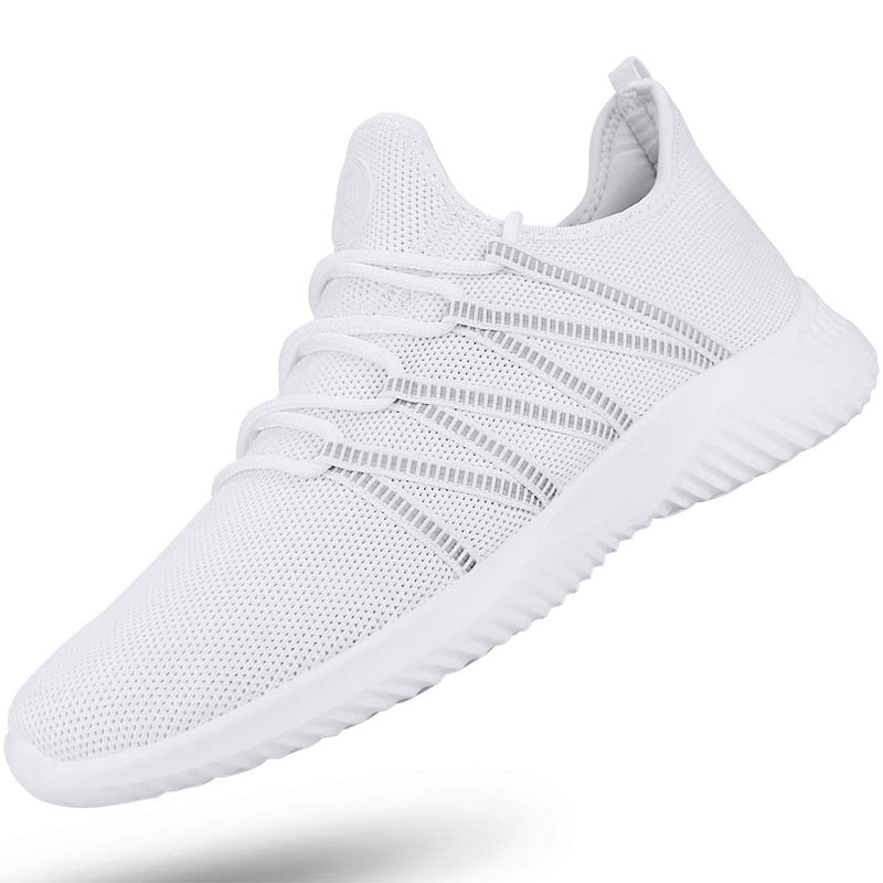 Feethit Mens Slip On Running Shoes Breathable Lightweight Comfortable Fashion Non Slip Sneakers for Men White Size 11