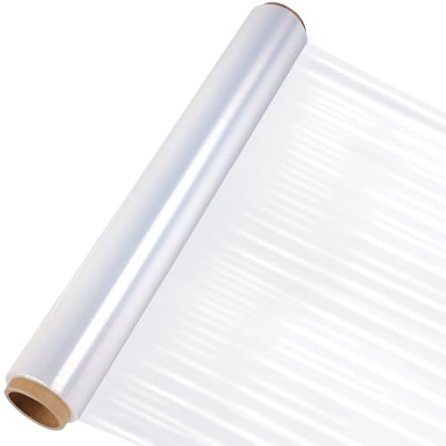 LECWELL Stretch Film Roll,15IN Wide 196.8FT Long-60 Gauge Shrink Wrap Film,Self-Adhering Plastic Wrap Roll for Pallet Wrap, Furniture Wrapping Moving & Protection,300% Max Stretch,Clear - Image 1