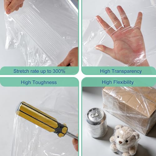 LECWELL Stretch Film Roll,15IN Wide 196.8FT Long-60 Gauge Shrink Wrap Film,Self-Adhering Plastic Wrap Roll for Pallet Wrap, Furniture Wrapping Moving & Protection,300% Max Stretch,Clear - Image 4