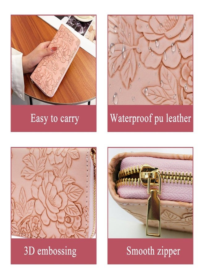 WisePoint Womens Wallet, PU Leather Wallets for Women, Long Ladies Wallet Womens Card Wallet with Flower, Fashion Clutch Wallet for Travel, Dating, Shopping, Party (green) - Image 2