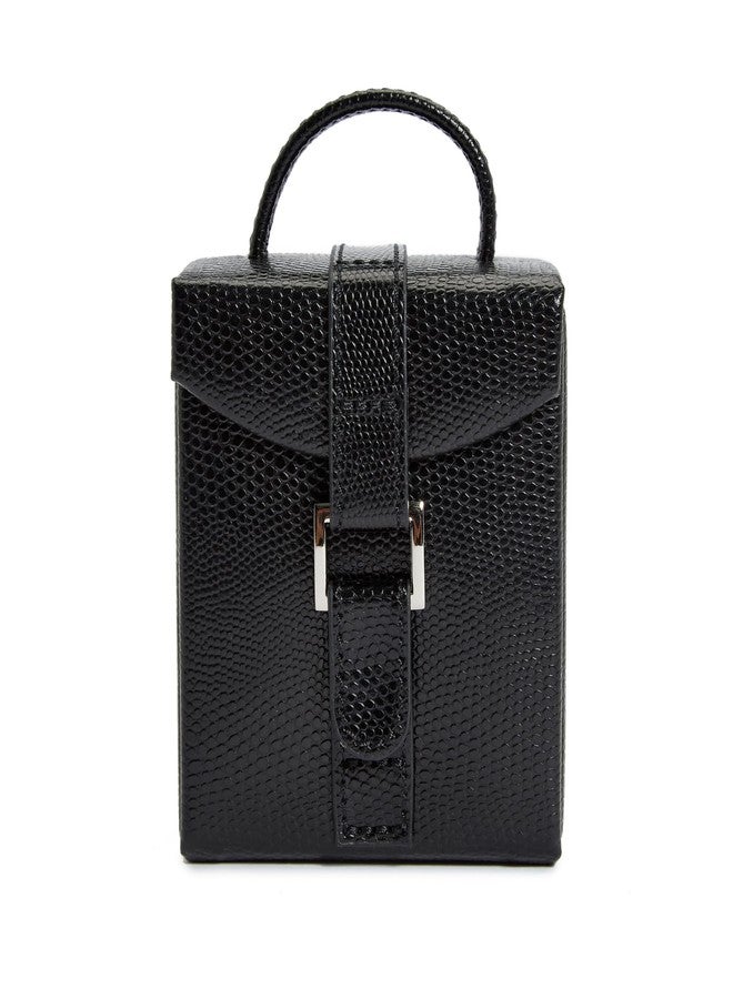Wolf Designs WOLF Heritage Fold-Out Jewelry Box, Black - Three Compartments, One Ring Roll + Three Necklace Hooks - Image 1