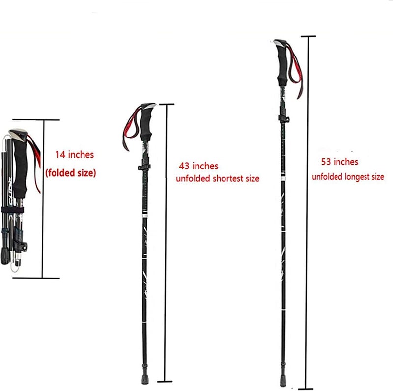 Goodern Cross-location transit friendly build Goodern Collapsible Trekking Poles,Lightweight Travel Hiking Poles Aluminum Alloy Walking Sticks for Hiking with Telescopic & Foldable Tri-fold Design with EVA Grip for Women Men,Hiking,Camping-Black Modern color selections - Image 2