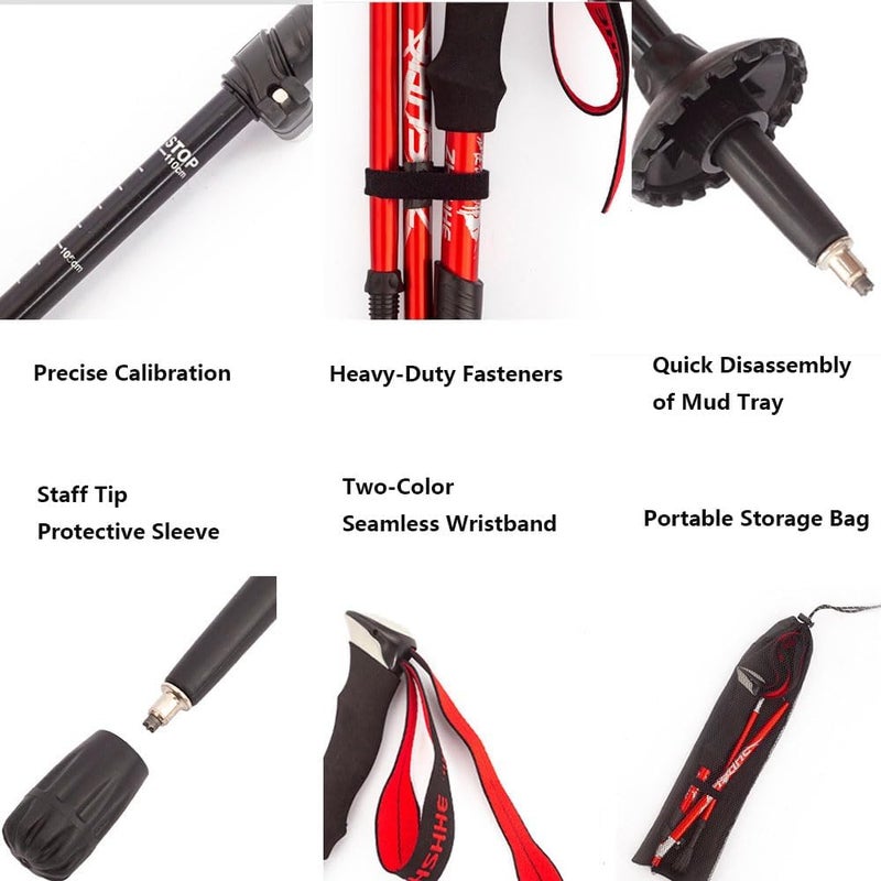 Goodern Cross-location transit friendly build Goodern Collapsible Trekking Poles,Lightweight Travel Hiking Poles Aluminum Alloy Walking Sticks for Hiking with Telescopic & Foldable Tri-fold Design with EVA Grip for Women Men,Hiking,Camping-Black Modern color selections - Image 4