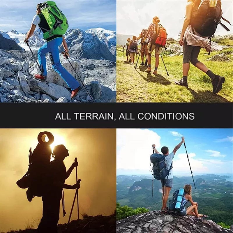 Goodern Cross-location transit friendly build Goodern Collapsible Trekking Poles,Lightweight Travel Hiking Poles Aluminum Alloy Walking Sticks for Hiking with Telescopic & Foldable Tri-fold Design with EVA Grip for Women Men,Hiking,Camping-Black Modern color selections - Image 5