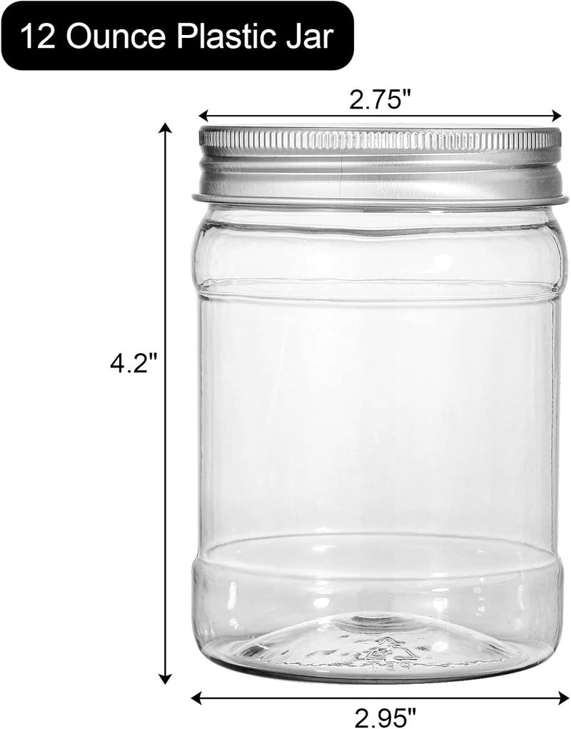 Fasmov 21 Pack 12 Ounce Clear Plastic Food Containers Jars with Screw On Lids, Round Empty Plastic Slime Storage Containers for Kitchen & Household Storage - BPA Free - Image 2