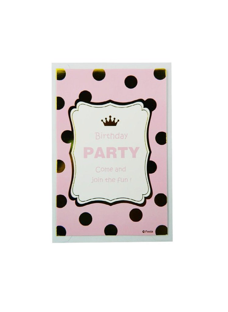 PARTY FUN بطاقات دعوة مكونة من 6 قطع، باللونين الذهبي والوردي، تضفي البهجة على كل دعوة  - Image 1