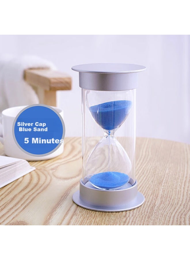Extreme Space Jidukongjian Silver Lid Sandglass Set, 5-minute Children's Study Timer, Birthday Gift, Shatterproof Ornament - Image 1