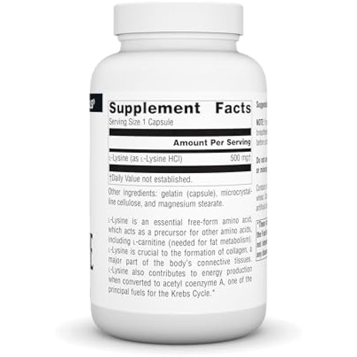 Source Naturals L-Lysine Free Form -Amino Acid Supplement Supports Energy Formation & Collagen - 100 Capsules - Image 2