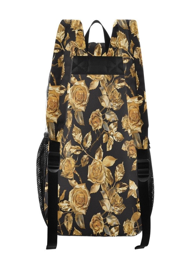 ALAZA Gold Rose Flowers Clear Fashion Backpack for Women Men Transparent Travel School Bag Daypack for Boys Girls - Image 3
