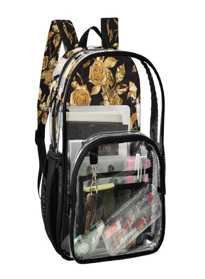 ALAZA Gold Rose Flowers Clear Fashion Backpack for Women Men Transparent Travel School Bag Daypack for Boys Girls - Image 2